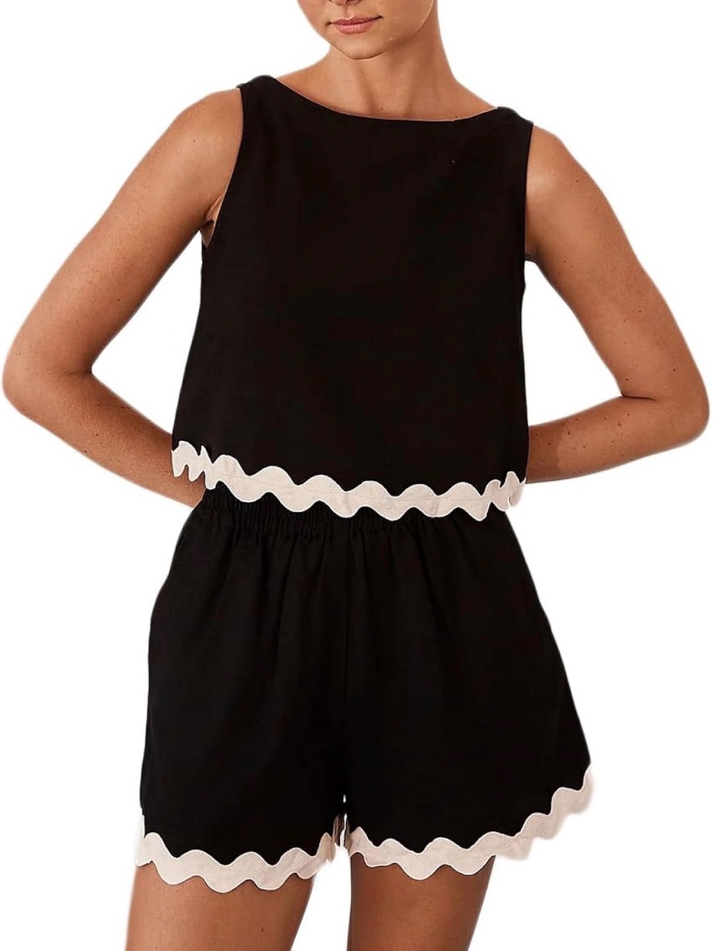 2 Piece Cropped Tank Top & High Waist Shorts Set